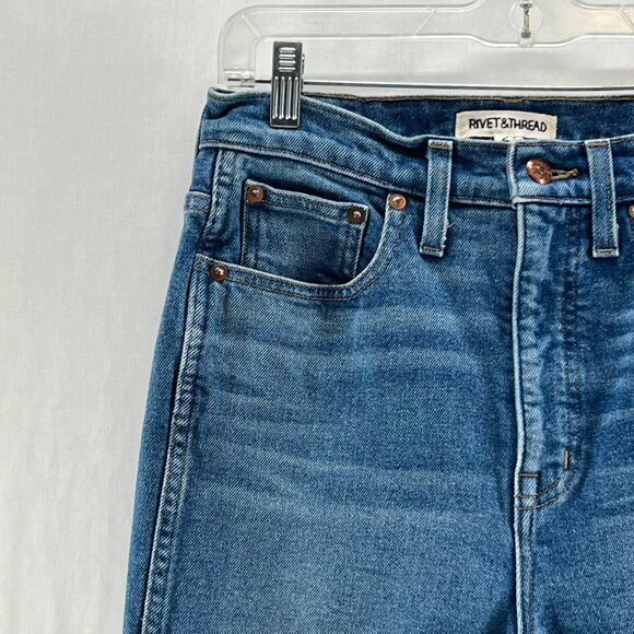 Rivet & Thread High Rise Stovepipe Straight Leg Jeans Size 27 Stretch Denim Blue - Picture 6 of 15